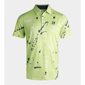 DRUIDS GOLF POLO LIME GREEN Paint SPLATTER PRINT NWT SIZE XL 🔥 🔥